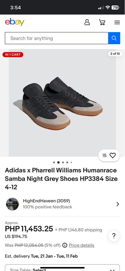Adidas X Pharrell Williams Humanrace Samba Sneakers (Category: Sneakers) located in Cavite. Submitted by mariakeyt (Listing ID 1342943086, Image 2). Description: Adidas X Pharrell Williams Humanrace Samba 👟 | ₱2,500 only ❗️ Size: US 9 1/2 | UK 9 | EU 43 1/2 | JP 275 | CH 265 Condition: 9/10 * used 2x or 3x only, almost brand new * no box * guaranteed authentic from US 🇺🇸 🧾 payment first thru gcash/maya/bank (provide receipt) 📦 shipping via l
