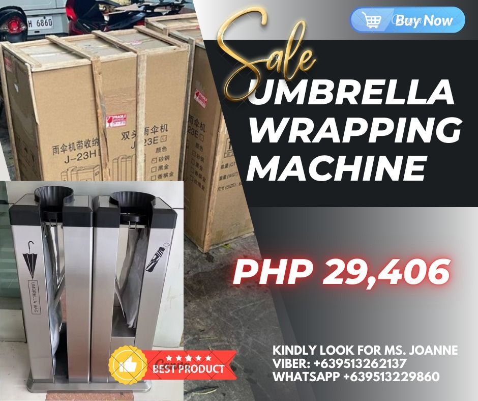 Automatic Wet Umbrella Wrapping Machine Umbrella Bag (Category: Umbrellas) located in Caloocan City. Submitted by casesarian62993 (Listing ID 1342899923, Image 1). Description: Terms of Payment: 💰50% Security Deposit for processing of unit✔️ 💰50% Cash Upon Delivery or pick up Along PasigArea✔️ Shipping fee shoulder to the client ... ▶️ NOTE: Pre-order basis . PRE ORDER PLEASE EXPECT 30 TO 45 DAYS DELAY BEFORE THE RESERVATION DATE.