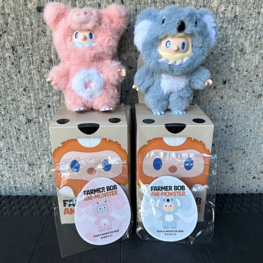 Farmer Bob Animonster Plushie (Category: Plushies & Soft Toys) located in Marikina City. Submitted by clarisse0802 (Listing ID 1342883974, Image 1). Description: Bottom and top opened box Opened foil for unboxing video only Item was never used, kept in box only Pig, SOLD Koala, 900.