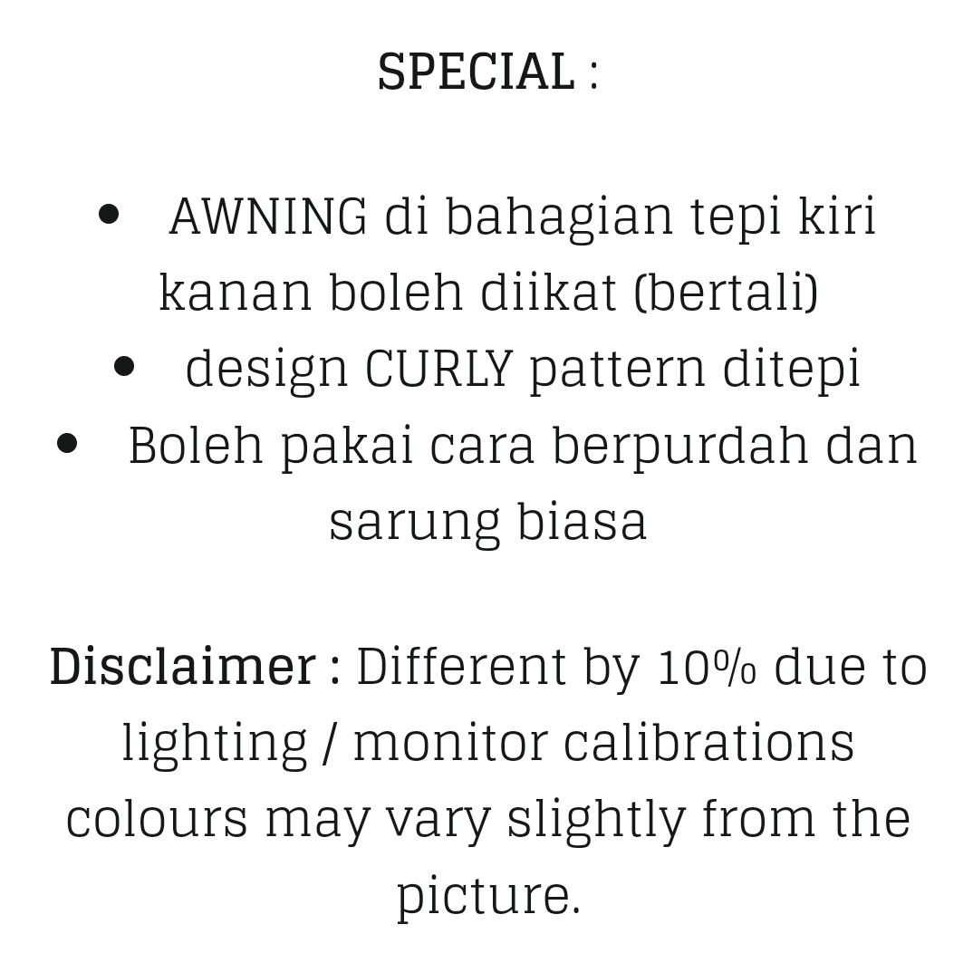 Khimar (Category: Hijabs) located in Singapore. Submitted by preloving_ddh (Listing ID 1342865221, Image 4). Description: Measurement details in pic. Colors available as per pic.