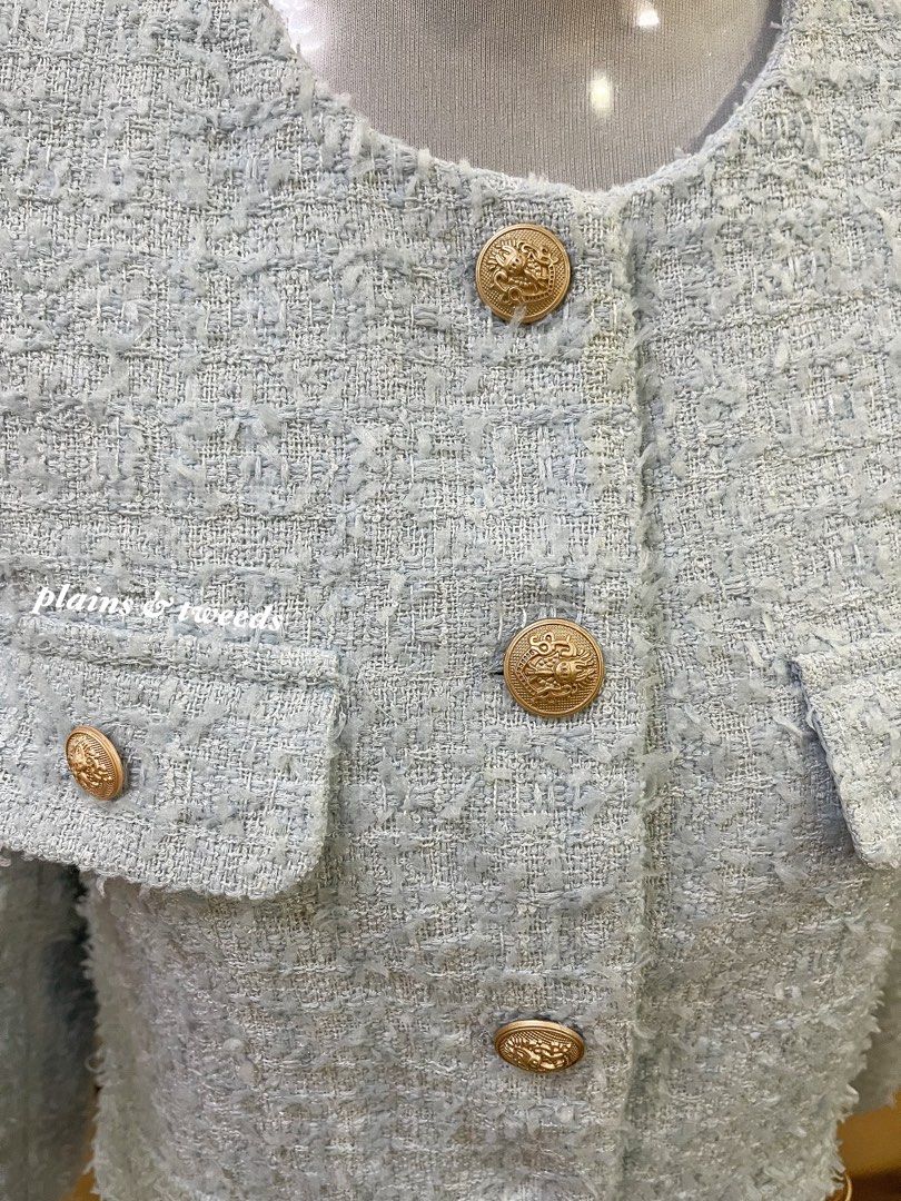 Korean tweed powder blue blazer (Category: Coats, Jackets and Outerwear) located in Cavite. Submitted by thepreloved.ph (Listing ID 1342857437, Image 2). Description: Used twice S to Med.