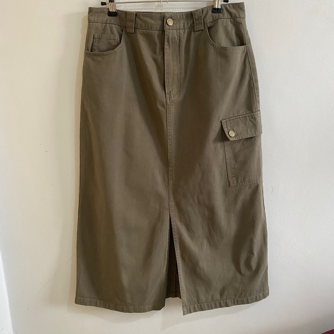 Olive Green Cargo Skirt