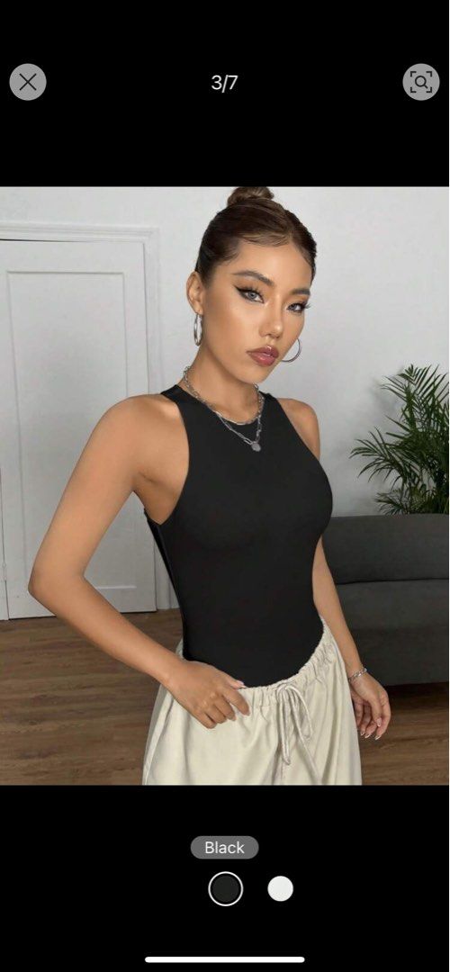 SHEIN EZwear Solid Ribbed Knit Tank Bodysuit (Category: Sleeveless) located in Manila. Submitted by everythinchic (Listing ID 1342995410, Image 3). Description: Brand New Small Black.