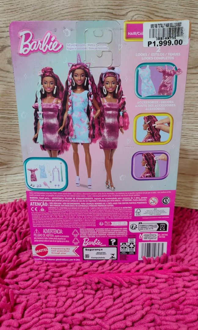 Authentic Barbie Fab totally hair doll (Category: Kids Toys) located in Marikina City. Submitted by brigitte_29 (Listing ID 1343055878, Image 2). Description: On-hand Original Barbie Fab totally hair doll includes 1 barbie doll, 1 bag, 1 pair of shoes, 1 hairbrush, 1 dress, 4 hair accessories dented box (please see pictures for your reference).