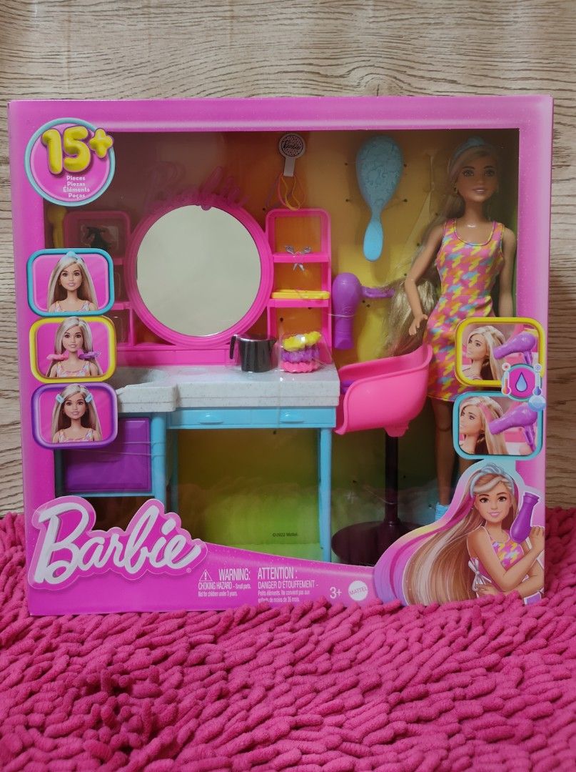 Authentic Barbie Fab totally hair salon (Category: Kids Toys) located in Marikina City. Submitted by brigitte_29 (Listing ID 1343064485, Image 3). Description: On-hand Original Barbie Fab totally hair salon includes 1 barbie doll and 15 accessories.