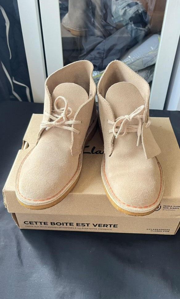 Clarks Charles Stead Desert Boot Sandstone Tan Suede Womens