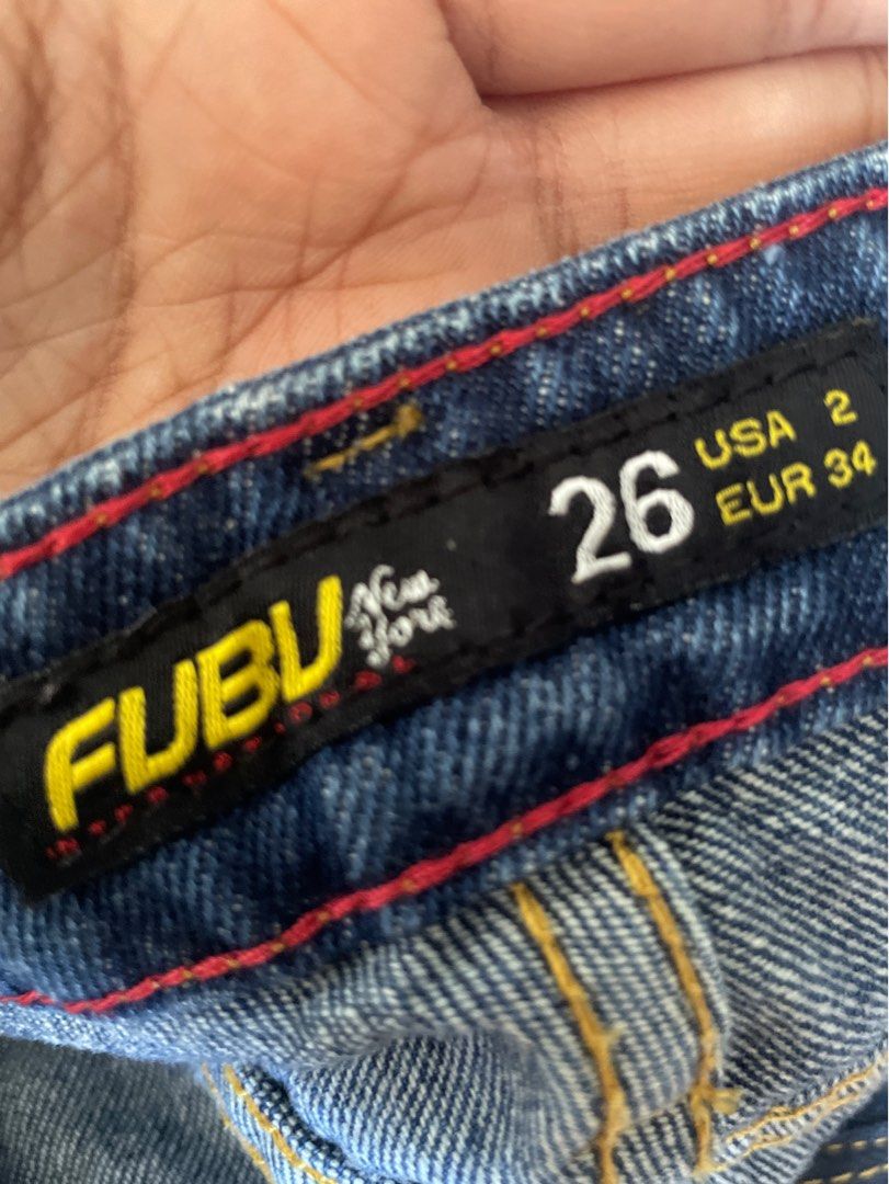 FUBU denim pants (Category: Jeans) located in Tacloban City. Submitted by declutterpatter (Listing ID 1343065238, Image 2). Description: ▪️SIZE :26 ▪️Used once only ▪️MOP: Gcash and Gotyme ▪️MOD : J&T ▫️Shipping fee: luzon: 100 ncr: 100 visayas: 85 mindanao: 105.