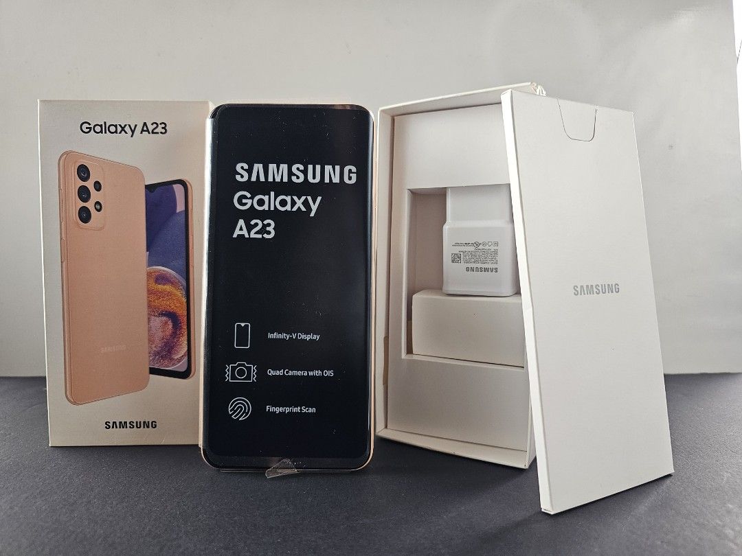 SAMSUNG Galaxy A23 6+128GB Peach (Category: Samsung) located in Quezon City. Submitted by gadgets.ph (Listing ID 1343108820, Image 1). Description: Like new Complete Smoothness 100% Pwede sa maarte Meetup @ Batasan Quezon City.