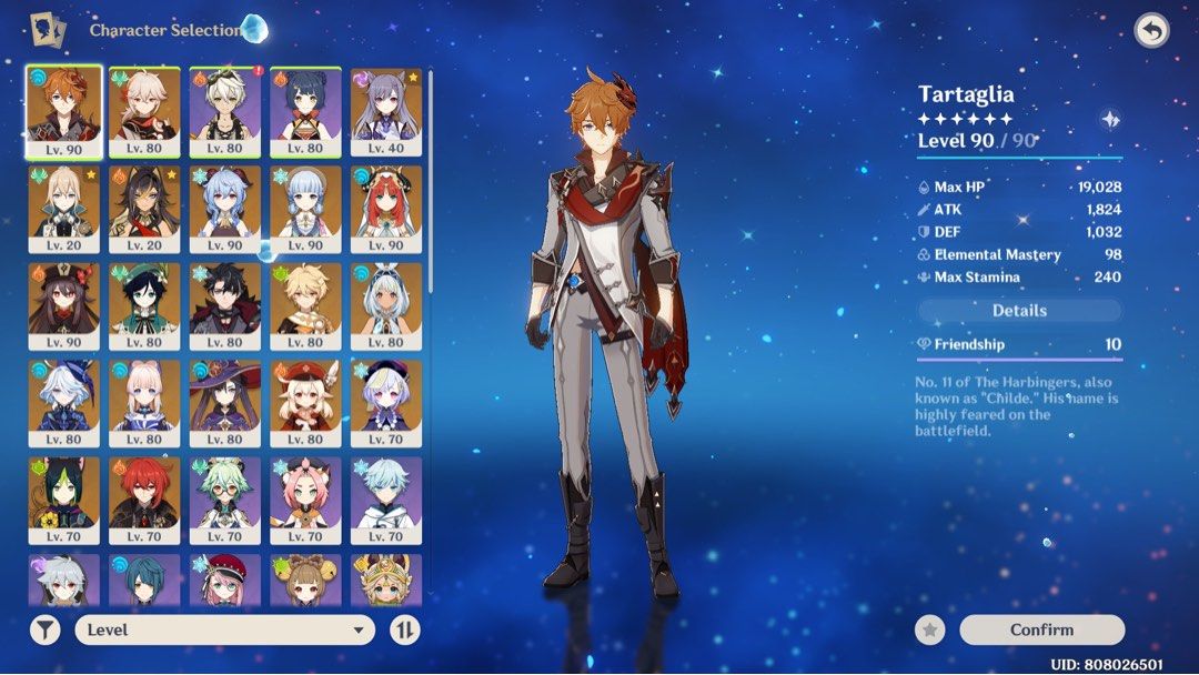 Genshin Account (Category: Game Gift Cards & Accounts) located in Cagayan de Oro. Submitted by yassi_up (Listing ID 1343163049, Image 1). Description: AR 57 No set Bday 5* Characters: - Childe C0, Sig. Weapon - Kazuha C0 - Ganyu C0 - Ayaka C0 with skin - Nilou C0 - Hutao C0 - Venti C0 - Wriothesley C0 - Mualani C0 - Furina C0 - Kokomi C0 - Klee C0 - Mona C2 - Qiqi C1 - Tighnari C0 - Diluc C1 - Keqing C0 - Jean C0 - Dehya C0 3 5* weapons .