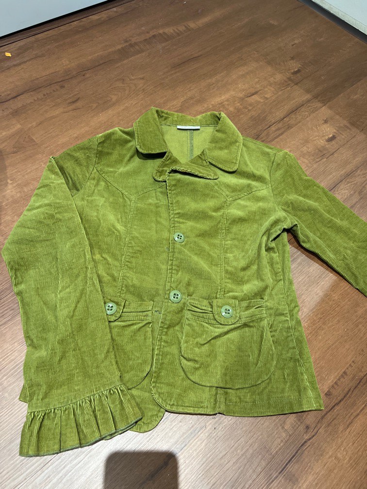 Velvet Long Coat in Green main image 1