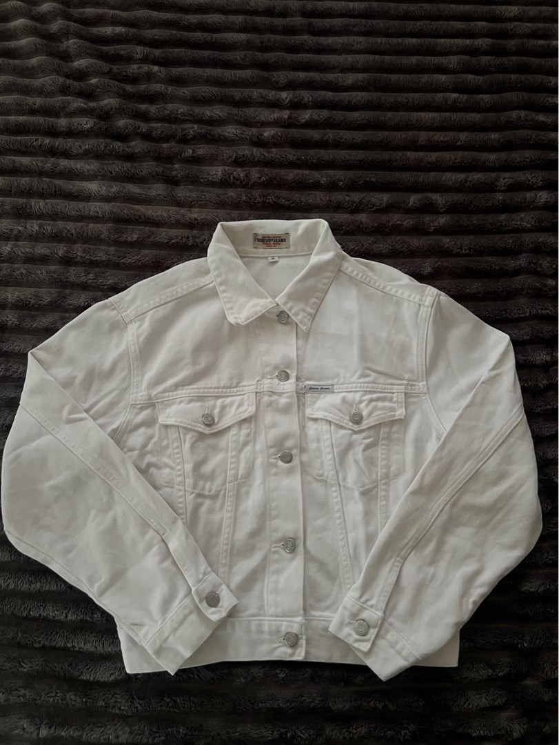 Guess white denim jacket hot sale