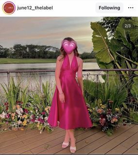 Rent: June 12 the Label Frederic Midi in Magenta (Birthday, Graduation, Wedding Guest Dress)