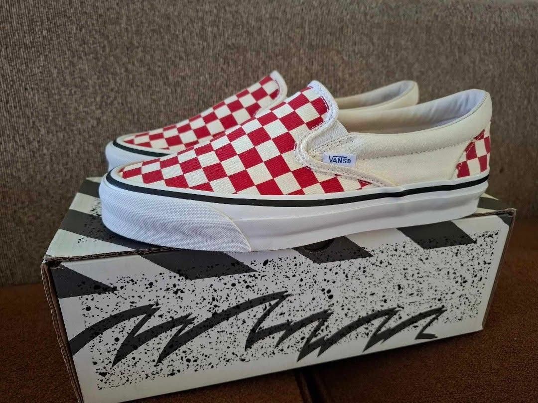 Vans Slip On Checkerboard Og Vans Vault OG Slip-On LX Red Checkerboard