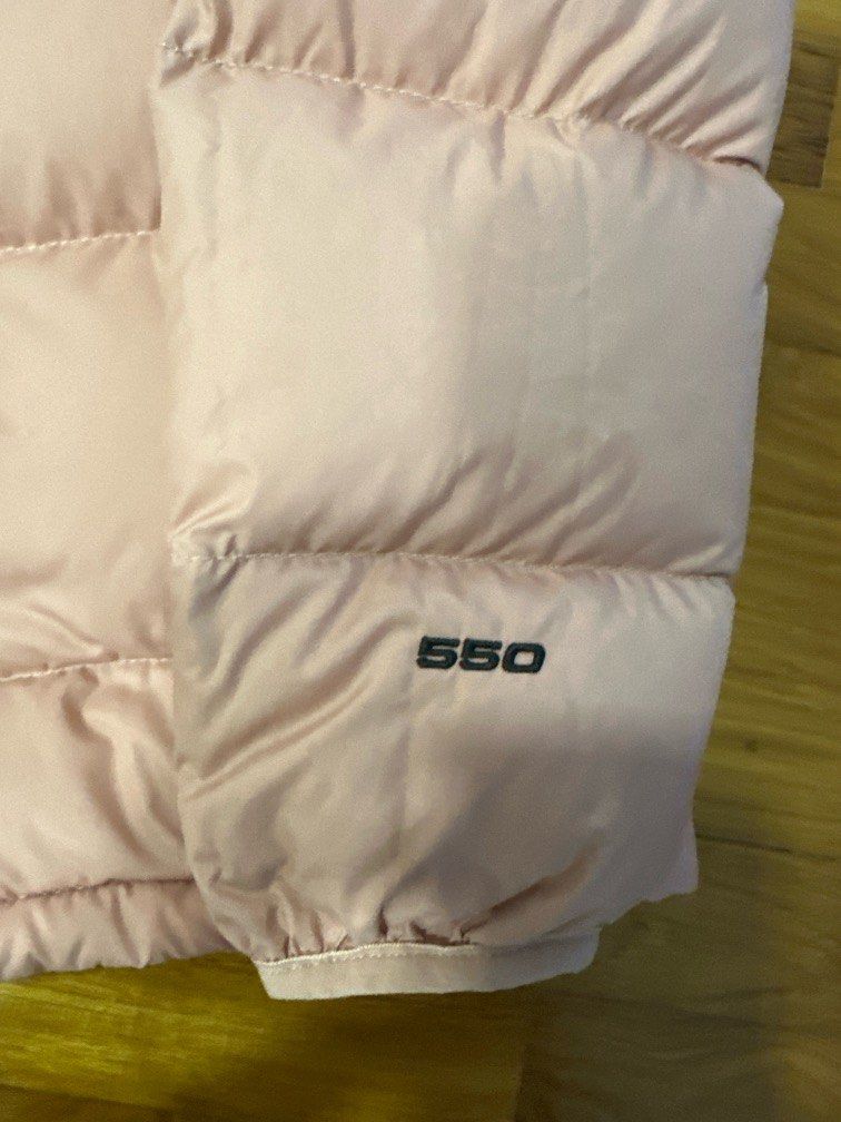 Winter Jacket (Category: Babies & Kids Fashion) located in Singapore. Submitted by egglazy (Listing ID 1343052230, Image 2). Description: The North Face winter down jacket. Size S. Baby pink color. Shell is 100% polyester, filling for body, sleeves and hood is 75% down feathers, 25% waterfowl feathers. Power 550. Suitable for sub zero to less than 15 degrees. Retail price $350. Worn once. Can be machine wash in a cloth bag and to be air dried onl