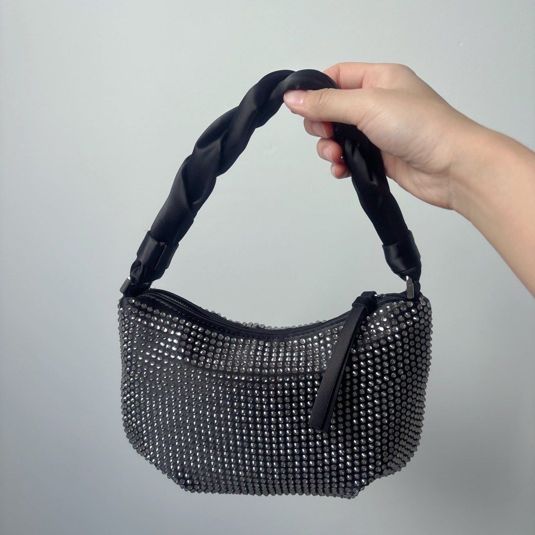 Zara Shiny Satin Shoulder Bag