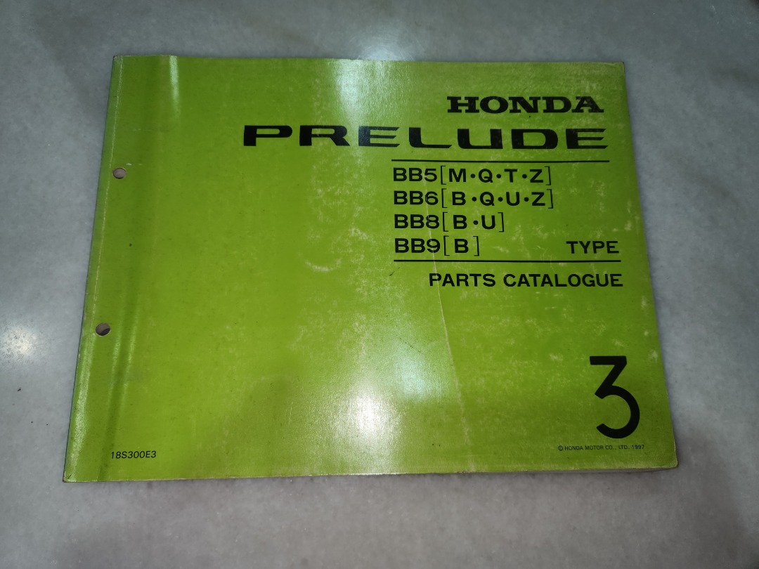 1997 Honda Prelude BB5 BB6 BB8 BB9 Part Catalogue Original Hardcopy