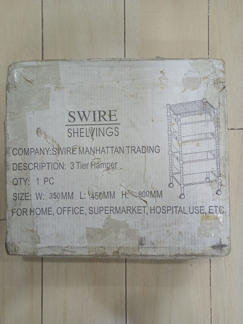 3 Tier Hamper Wire Organizer (Category: Laundry Baskets) located in Quezon City. Submitted by jem__8 (Listing ID 1343248895, Image 2). Description: 3 Tier Hamper Dimensions: 350mm x 450mm x 800mm Chrome finish Easy assembly with no tools required Note: May have slight yellowish stains/discoloration from long-term storage. fb profile: Jermaine Tiffany Chua.