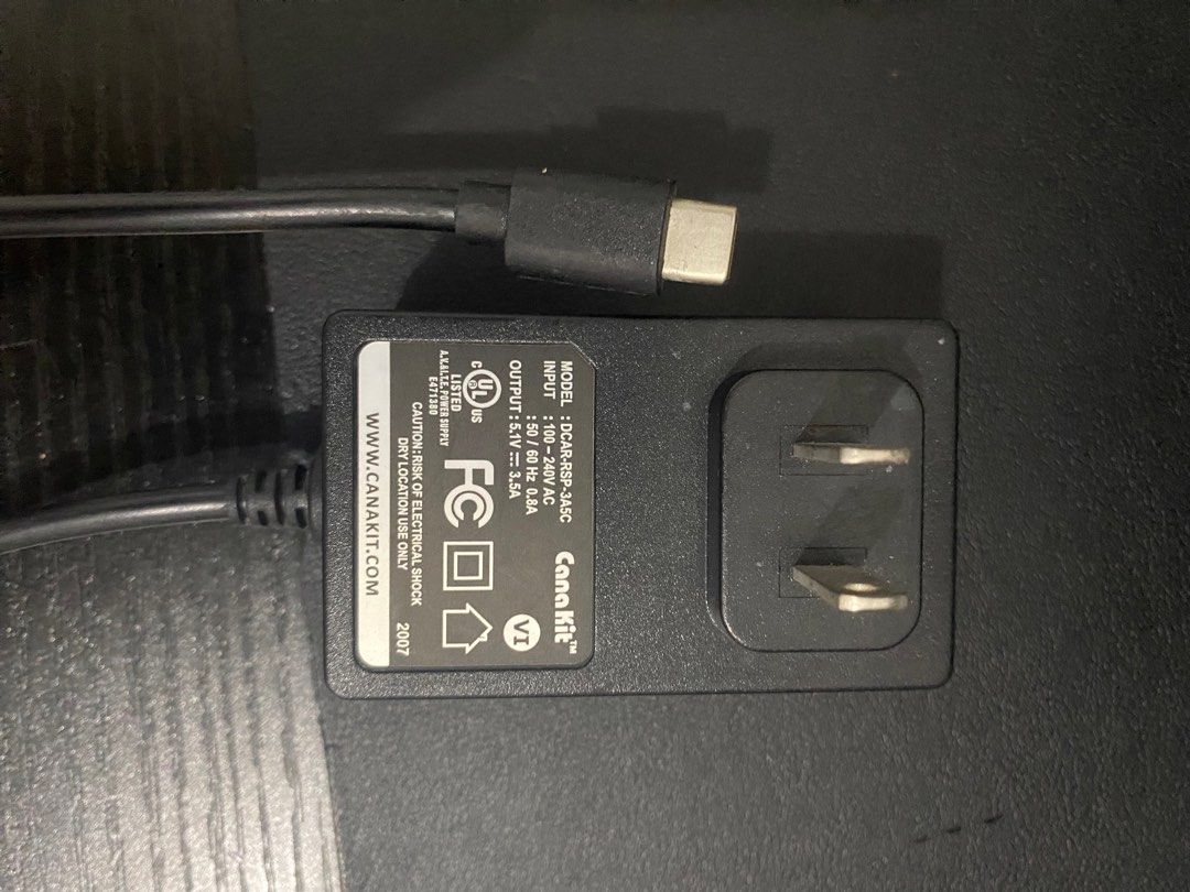 CanaKit 5.1 V USB C Power Brick (Category: Cables & Adaptors) located in Manila. Submitted by BRNDLSS (Listing ID 1343334291, Image 3). Description: Used it as a power brick for Raspberry Pi 4. Original box has been discarded..