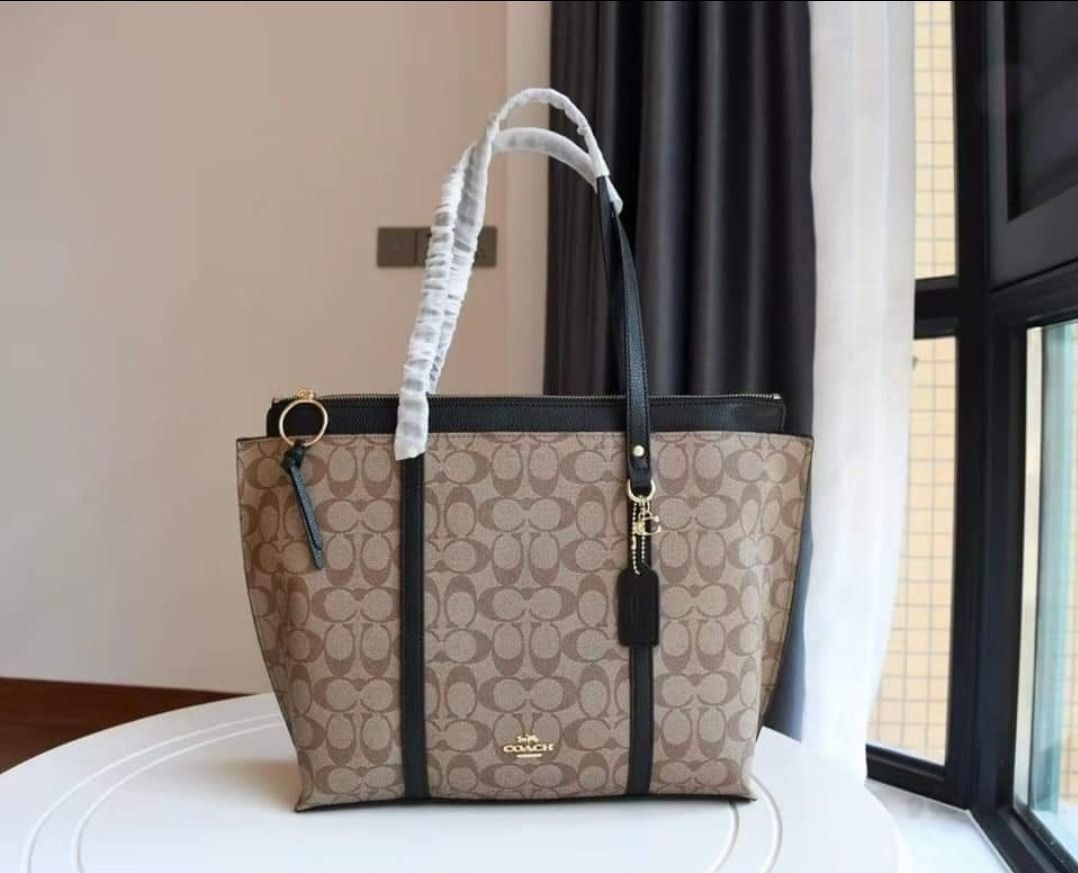 Coach May Tote Bag in Signature Coated Canvas and Refined Pebble ...