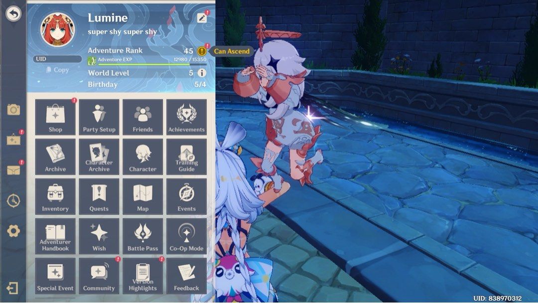 Genshin Account (Category: In-Game Products) located in Cagayan de Oro. Submitted by yassi_up (Listing ID 1343349675, Image 3). Description: AR 45 Set Bday 5* Characters: - Nilou , C0 - Nahida, C0 - Mualani, C0 - Jean, C0 - Qiqi, C0 1 5* Weapon .