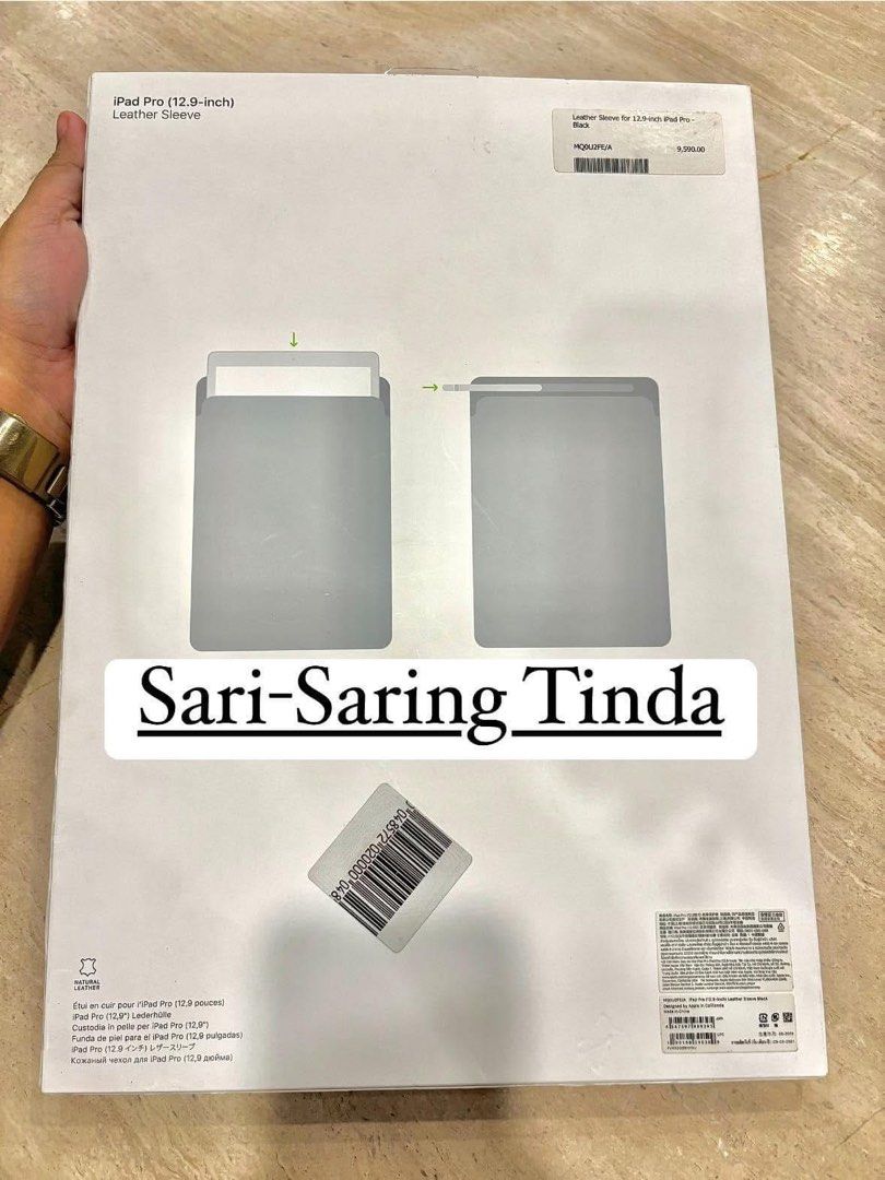iPad Pro 12.9 inch leather sleeve (Category: Cases & Sleeves) located in Taytay. Submitted by michidc (Listing ID 1343262762, Image 2). Description: iPad Pro (12.9-inch) Leather Sleeve Black Original from Power Mac Center✅ SRP: ₱9,590❌ NOW: ₱2,500 only😍 SELLING AS IS Comes with Brown Paper Bag (from PMC store) Payments: BDO Pickup Loc: Taytay, Rizal.