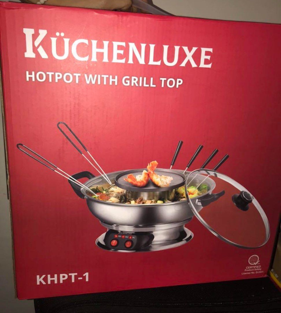 RUSH Kuchenluxe Hotpot with Grill (Category: Cookware & Accessories) located in Binan City. Submitted by abry01 (Listing ID 1343383322, Image 1). Description: KuchenLuxe Hotpot with Grill Top 5L capacity with glass lid Free hotpot strainer & forks Functions: Heat & Keep Warm Selling for 2,000 nego For pickup Biñan, Laguna .
