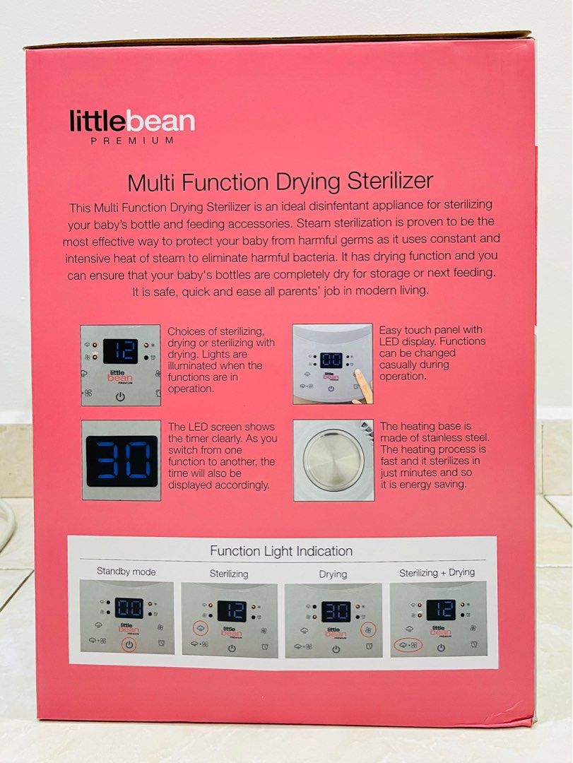 Multi function Drying Steam Sterilizer (Category: Breastfeeding & Bottle Feeding) located in Johor Bahru. Submitted by cofeewoon (Listing ID 1343312451, Image 2). Description: Brand: Little Bean Premium Condition: 9/10 Sterilising + Drying 2 layers, big volume .