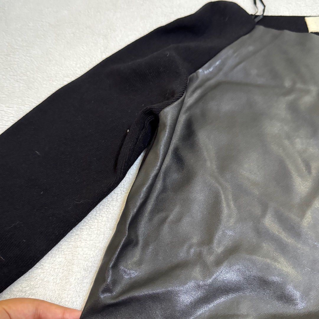 Original Zara Knit Leather Top (Category: Longsleeves) located in Pasig City. Submitted by ms.alex_ (Listing ID 1343221236, Image 2). Description: • Original • Brand new - never used • Bought in Italy • Fits M-L.