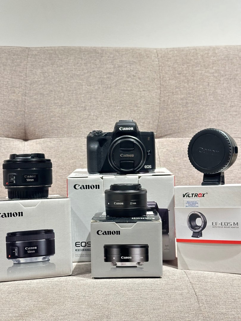 SET D : Canon M50 mark ii + kit lens 15-45mm + Canon 50mm f1.8 STM ...