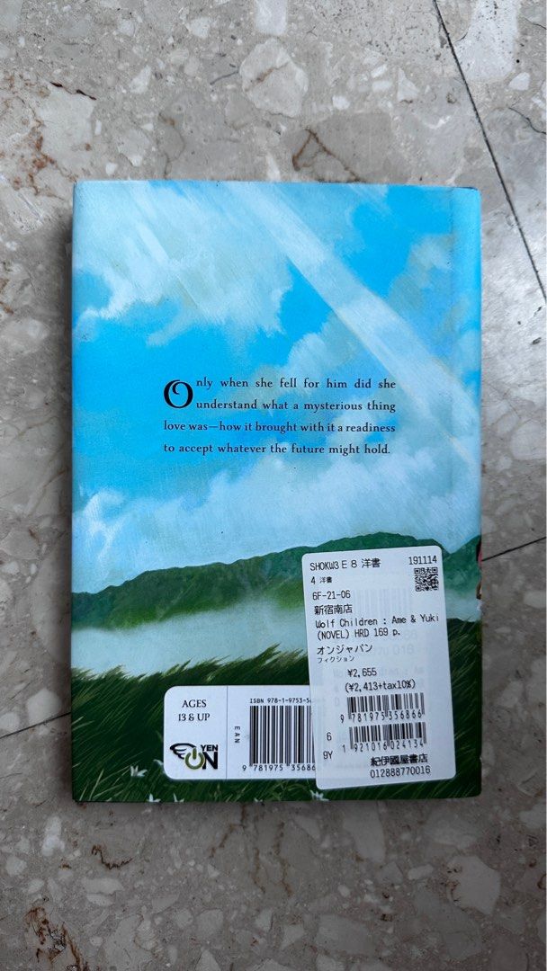Wolf Children Light Novel Complete (Yen Press) (Category: Comics & Manga) located in Caloocan City. Submitted by admirals0405store (Listing ID 1343280469, Image 2). Description: Wolf Children Light Novel Complete Hard Cover (Yen Press) Price: 320php Volumes: One Novel Complete Publisher: Yen Press Please Read before messaging: On-hand Item, We do accept installment payments (payable at least 3-4 months). 30% down payment is needed to before insta