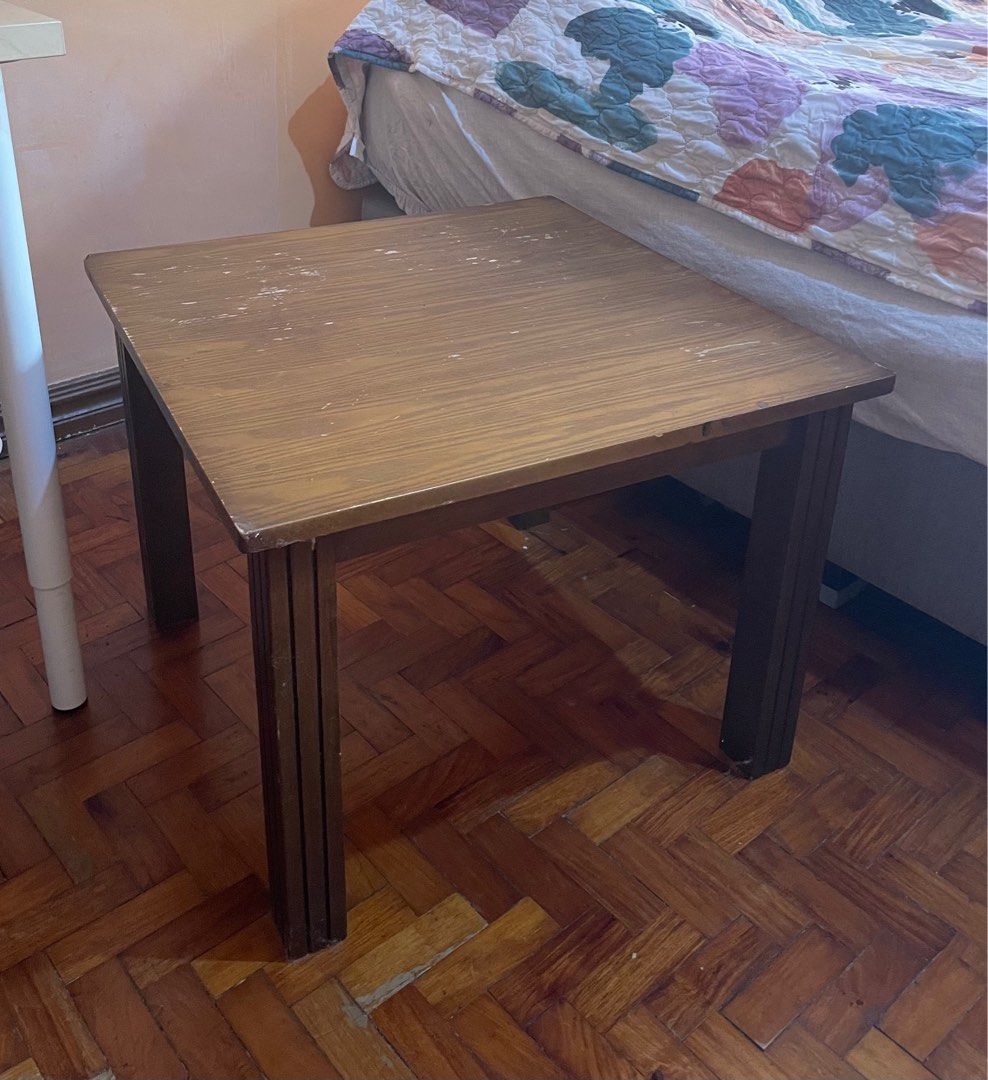 RUSH SALE Coffee/Side Table (Category: Tables & Sets) located in Las Pinas. Submitted by sameoldkid (Listing ID 1343409937, Image 1). Description: PLEASE READ DESCRIPTION - Tabletop measures at 60x60 cm - Feet height at 43 cm - Only for pick ups, cant disassemble table - Shipping from Las Pinas .