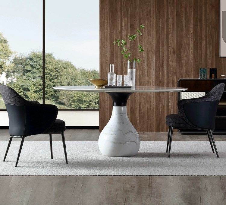 DRIENA Modern Marble Round Dining Table, Furniture & Home Living ...