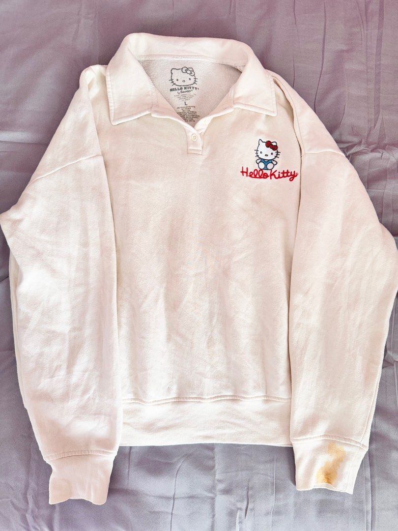 Hello Kitty (Sanrio) Long sleeve polo Classic (Category: Activewear) located in Nasugbu. Submitted by _mainbudols (Listing ID 1343399942, Image 1). Description: Searchable sa sanrio Original Issue : May stain lang ( pwede pa matanggal) Color white.