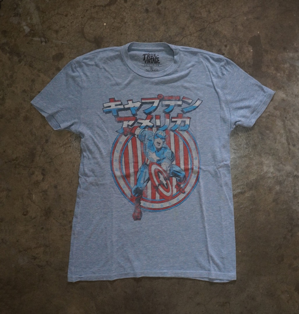 Japan True Vintage Captain America Japanese Fonts size S, Men's Fashion ...