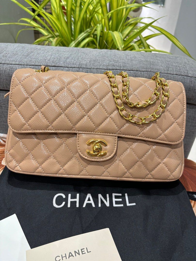 JP Preloved Double Flap chanel (Category: Luxury Bags & Wallets) located in Cebu City. Submitted by day.98 (Listing ID 1343411717, Image 3). Description: selected from japan surplus viop chanel beige genuine leather with holo sticker microchip no flaws.