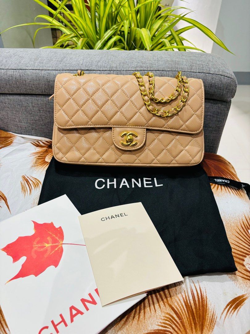 JP Preloved Double Flap chanel (Category: Luxury Bags & Wallets) located in Cebu City. Submitted by day.98 (Listing ID 1343411717, Image 1). Description: selected from japan surplus viop chanel beige genuine leather with holo sticker microchip no flaws.