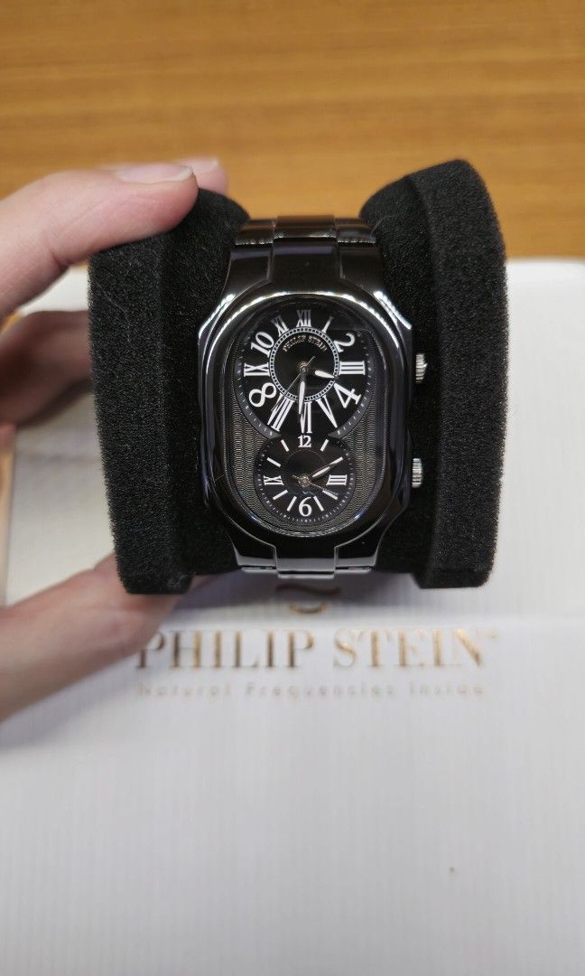 Philip Stein Ceramic (Category: Luxury Watches) located in Quezon City. Submitted by pattymarie (Listing ID 1343413332, Image 2). Description: Philip Stein Large Black Ceramic 100% Authentic Complete set: Authentication Papers Watch with Extra Links Box with Complete Inclusions Box Sleeve Condition: 9/10.