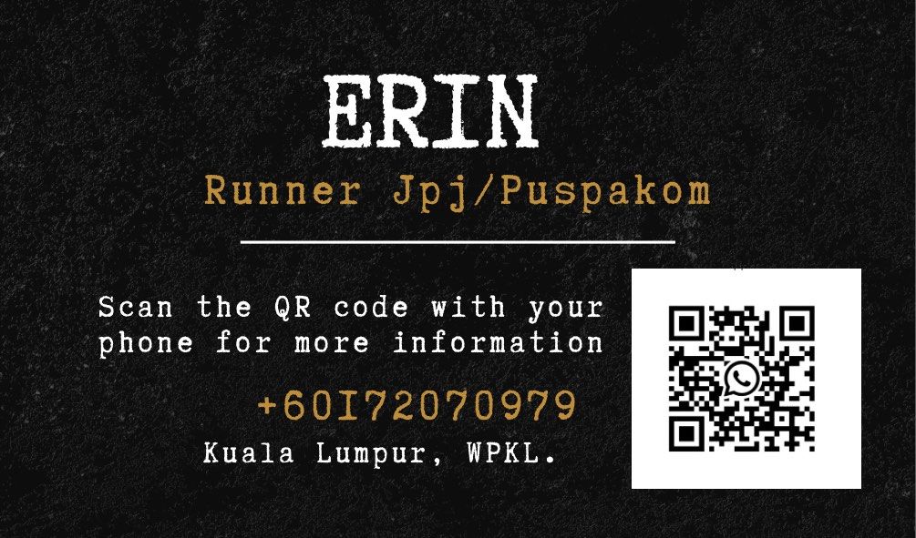 Runner Services (Category: Others) located in Kuala Lumpur. Submitted by runner_kl86 (Listing ID 1343409309, Image 1). Description: Hi! For those yang mencari runnner bagi urusan Jpj/Puspakom boleh contact sy. Covered KL,SELANGOR. Runner fee bergantung pada urusan. Starting price RM100 Puspakom - Pemeriksaan kenderaan Insurance - Etiqa,Zurich,Allianz, Takaful Ikhlas. Jpj - Interchange plat nombor, tender no, running no, roadtax, saman Jpj @ PDRM,