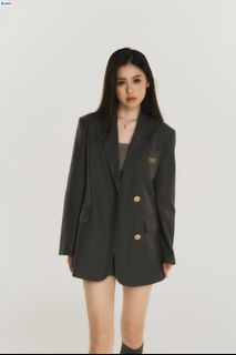 SOLOTARIO Collegiate Style Casual Gray Women's Autumn Jacket with Metal Button Decoration and Embroidery629776543287071118