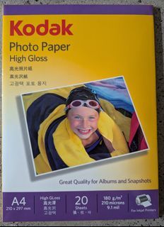 Authentic Kodak Photo Paper High Gloss A4 180 gsm 20 sheets for Inkjet printers