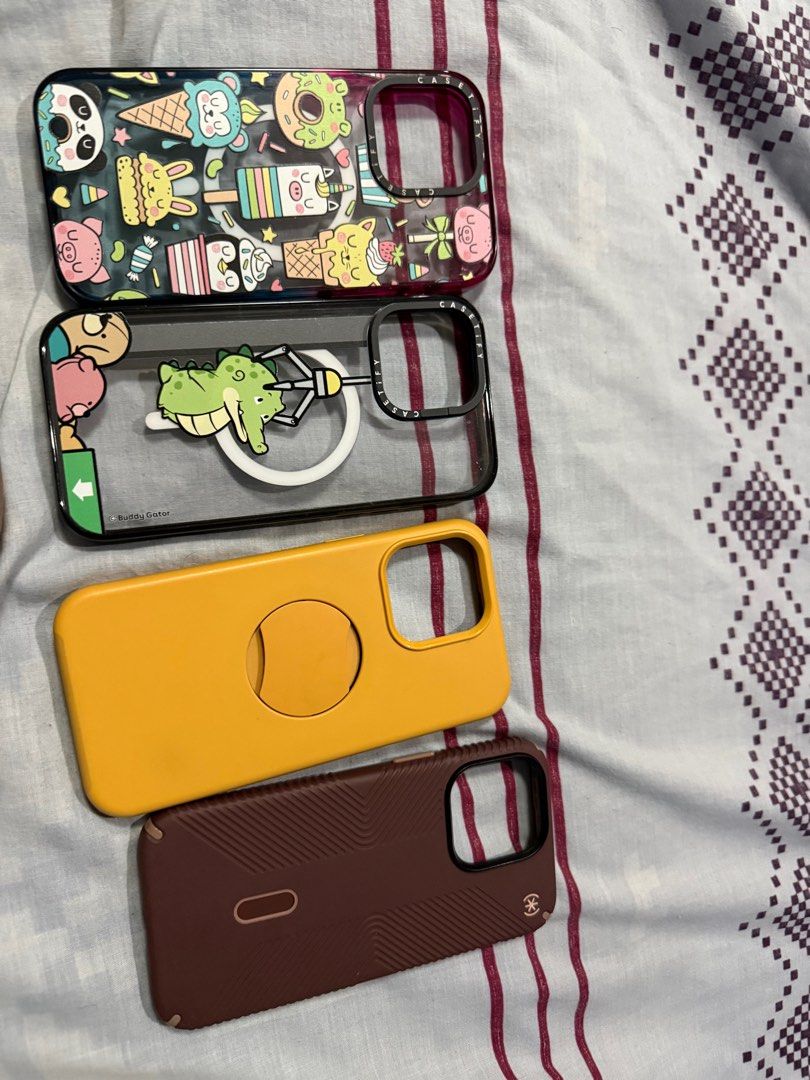 Iphone 15 pro max cases (Category: Cases & Sleeves) located in Pasig City. Submitted by crisbern23 (Listing ID 1343662659, Image 1). Description: Iphone 15 pro max cases (Original Cases) - Casetify (pink and blue) - Php 2000.00 - Casetify (black and crocodile design)- Php 2500.00 - Otterbox (yellow) - Php 2800.00 -Specks (brown)- Php 800.00- sold.