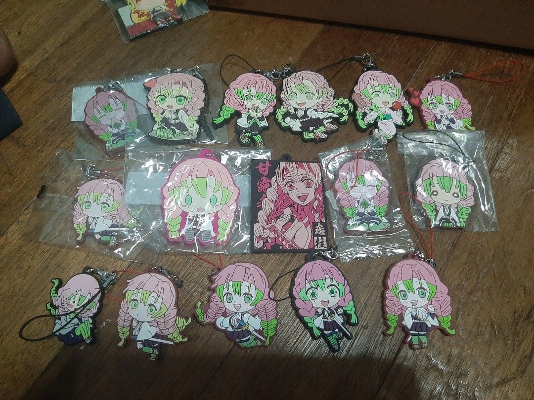 Mitsuri Kanroji Rubber Keychain Set (Category: Character Goods) located in Caloocan City. Submitted by yaoizzy (Listing ID 1343665103, Image 1). Description: wysiwyg 17 pieces.