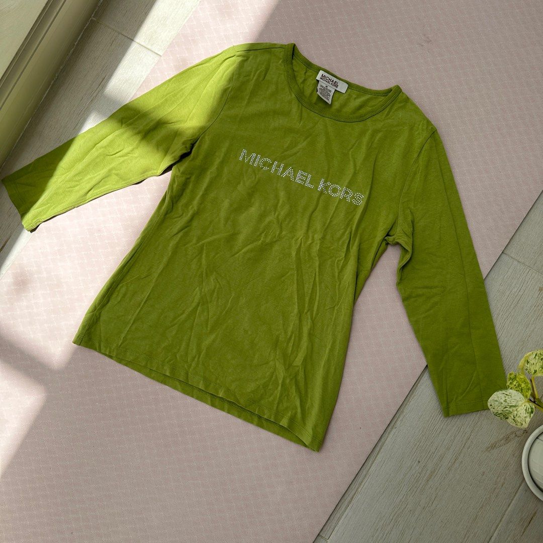 MK Lime Green Top 3/4 sleeve (Category: Longsleeves) located in Baguio. Submitted by circa2009 (Listing ID 1343589417, Image 1). Description: Missing a few gems already but still presentable Fits small-medium.