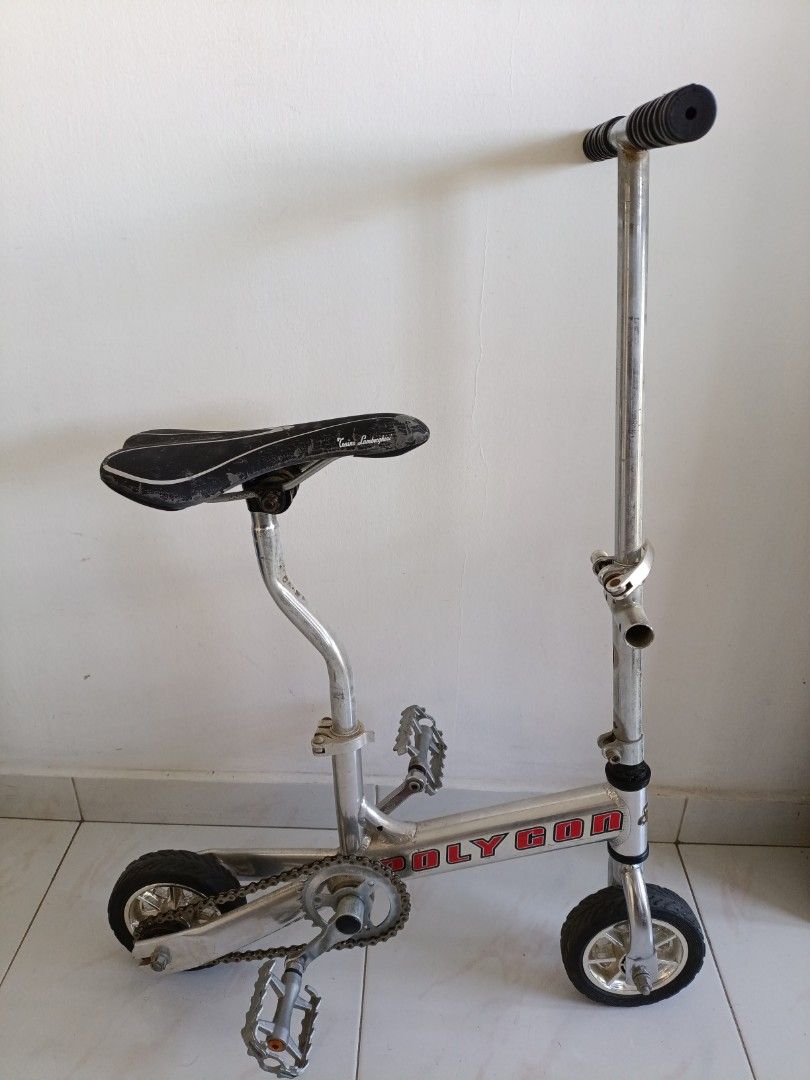Polycon mini wheels bicycle (Category: Bicycles) located in Singapore. Submitted by ridley (Listing ID 1343554733, Image 1). Description: This is a vintage mini wheels (solid) bicycle by Polycon. not in best shape but working fine, need some polishing and maybe change of saddle to make it look good again. This is not for kids and also not for commuting.