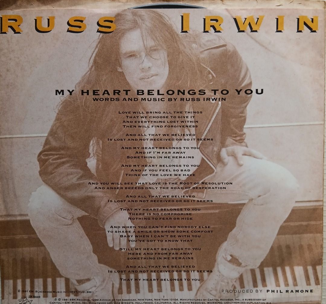 Russ Irwin – My heart belongs to you, Hobbies & Toys, Music & Media, Vinyls  on Carousell