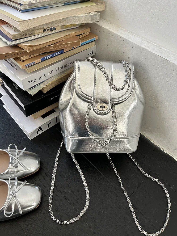 Silver Mini Backpack (Category: Backpacks) located in Cheras. Submitted by chelsie_loke (Listing ID 1343587602, Image 1). Description: .