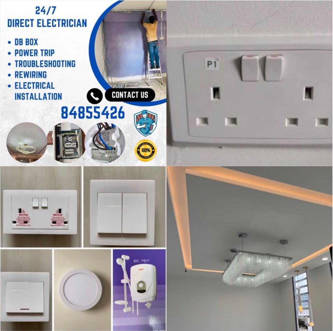 Electrical Service 24 hours (Category: Lighting & Electrical Services) located in Singapore. Submitted by mr__ahmed (Listing ID 1232482844, Image 2). Description: We are Professional Electrician and Renovation contractor which providing following services: * 24/7 Electrical Services * 24/7 Plumbing Services * ⁠Handyman Services * Painting Services * ⁠Plastering Services * ⁠Ceiling Partition Services * ⁠Dismantle Service , Hacking , Tiling * ⁠Carp