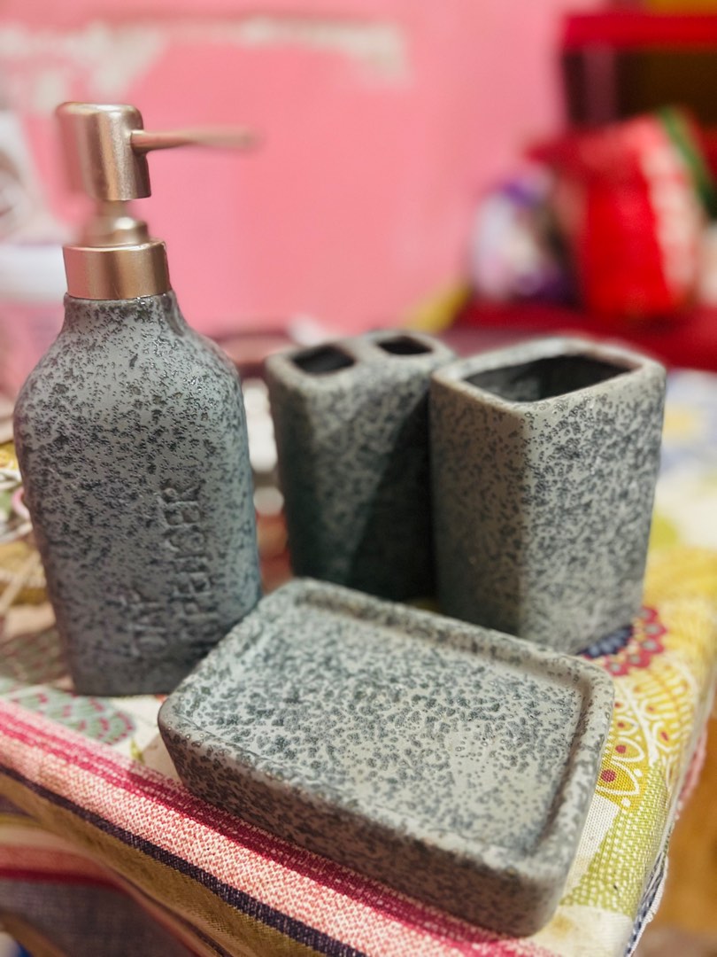 Aesthetic Bathroom Accessories Set, Furniture & Home Living, Bathroom ...
