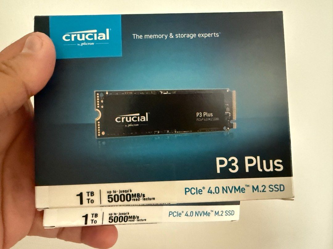 Crucial p3 plus 1tb m.2 nvme ssd (Category: Hard Disks & Thumbdrives) located in Singapore. Submitted by hengstar (Listing ID 1343792578, Image 1). Description: Brand new and sealed, comes with a m.2 screw!.