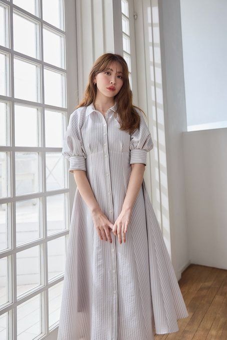 Herlipto Volume Sleeve Stripe Dress 2024